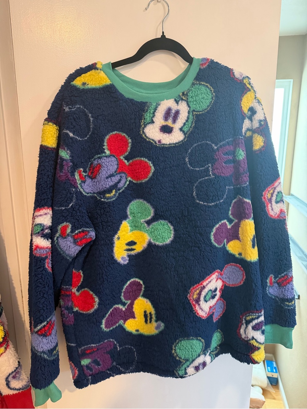 Navy Fuzzy Mickey Mouse Crewneck Sweater